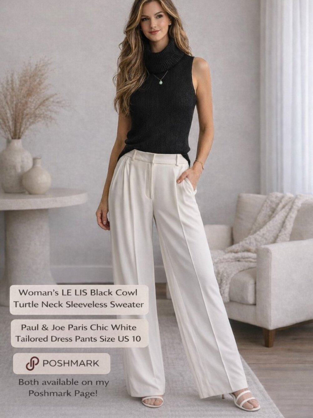 Paul & Joe Paris Chic White Tailored Dress Pants, Size US 10